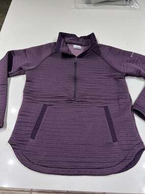 Columbia Women's 1/2 Zip Horizontal Ribbed Fleece Pullover Purple L